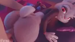 Judy Hopps von hinten auf dickem Penis in rotem Licht